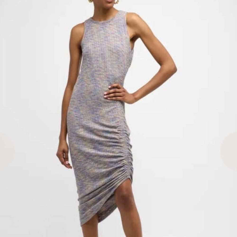 Veronica Beard Haylee Sleeveless Ruched Midi Dress Size 8 in Multicolor